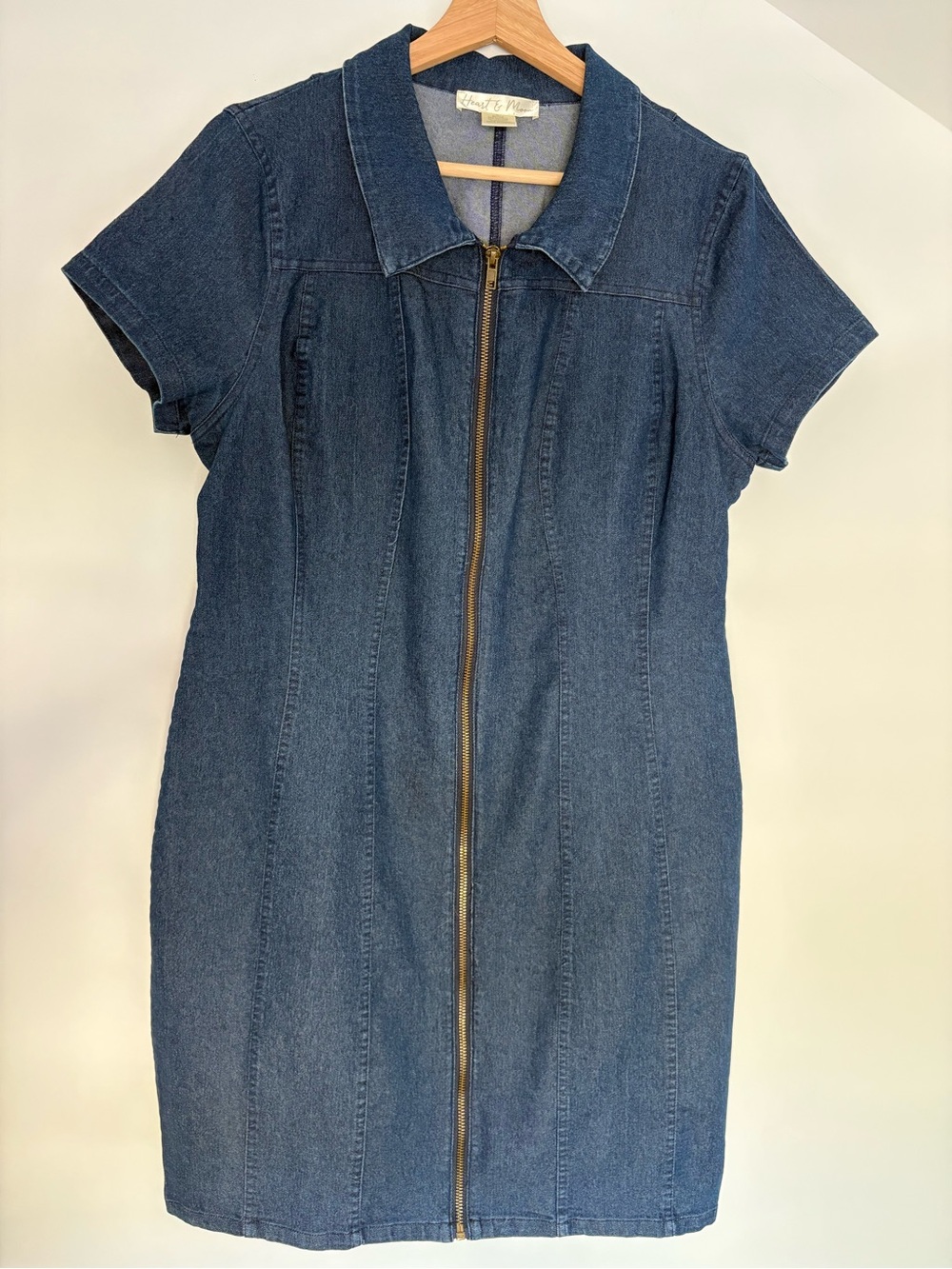 Heart & Moon Dark Wash Denim Zip-Front Dress